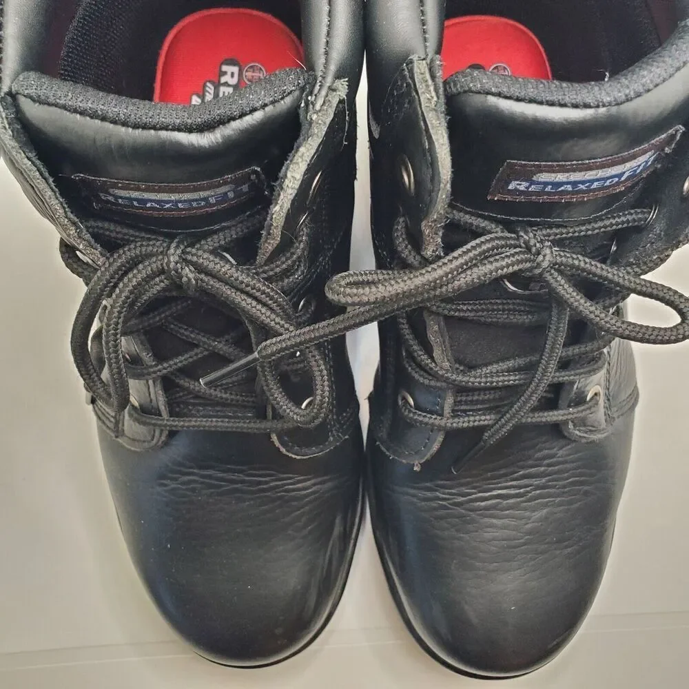 Skechers Mens Work Boot Steel Toe Black Size 7.5 Wide Slip & Oil Resistant 7.5W